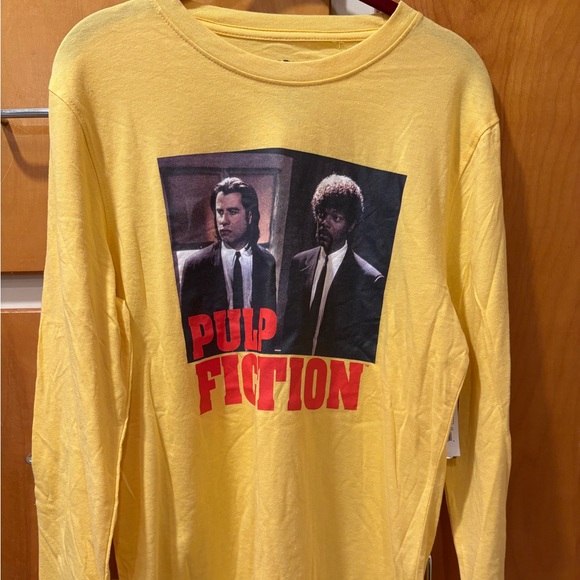 Yellow Pulp Fiction Graphic Long Sleeve Shirt New With Tags Small - Picture 1 of 4